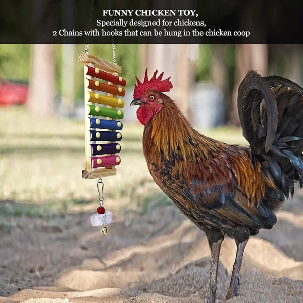 Chick Xylophone Toy Kana ripustettava puinen ksylofonilelu 8 metalliavaimella Chicken Coop tikan lelu hiomakivellä (sateenkaaren värit)