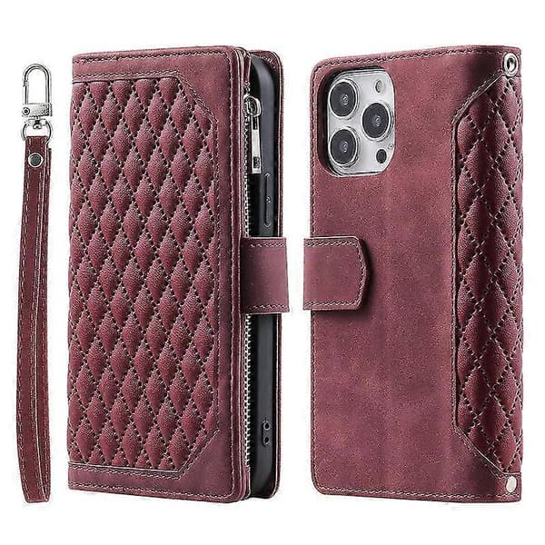 Futteral til iPhone 15 Plus/15 Pro Max Mobiltelefonfutteral Flip Skinnfutteral til iPhone 15 Pro Max burgunder burgundy 15 Pro max