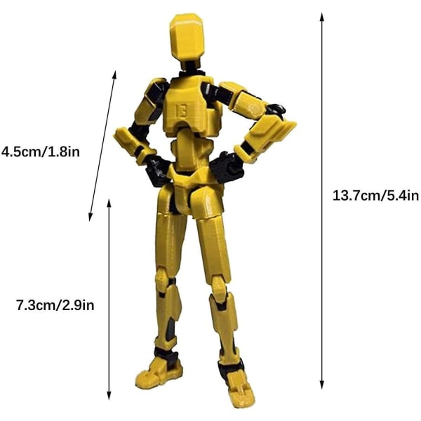 T13 Actionfigur, Titan 13 Actionfigur med 4 typer våpen og 3 typer hender, T13 3D-printet multileddet actionfigur Yellow-Black