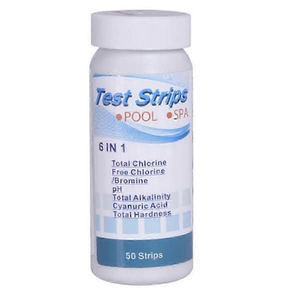 2025 50 stk. 6 i 1 SPA Pool Teststrimler til PH Total Klor Alkalinitet Cyanursyre KAESI