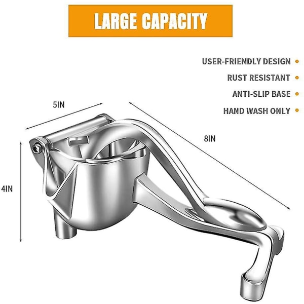 Sitruunapuristimen, hedelmien manuaalinen mehumaija, hedelmämehunpuristin, raskas alumiini