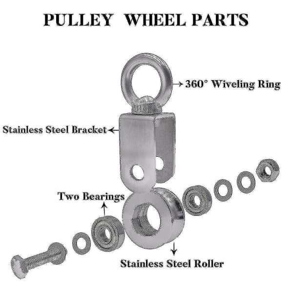 Lifting Pulley 500kg with 2 Bearings, Pulley for Cable, 48mm Pulley