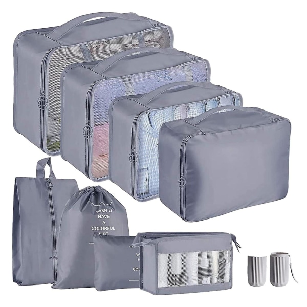 Packningskuber för resväska, 9 st lätta resväskor Organizer väskor set bagage packning arrangörer