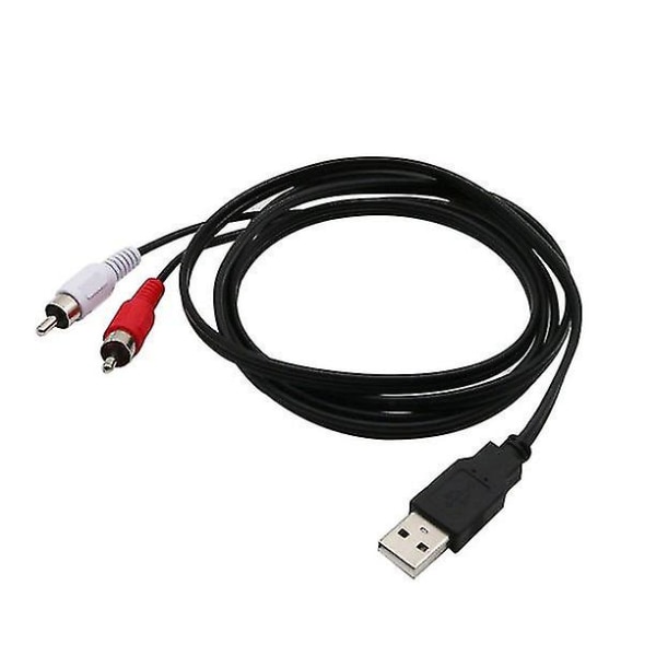 Usb A hann til 2x Rca Phono hann Av kabelledning Pc Tv Aux lydvideoadapter