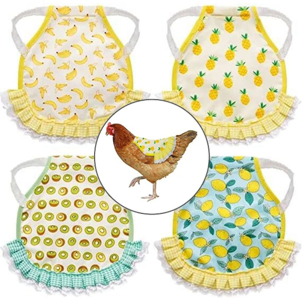 4 pakke kyllingsaler Høner Forkle Fruktmønster Vingeryggbeskytter med elastisitetsstropp