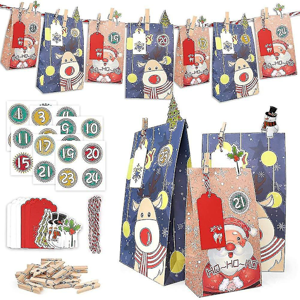 Adventskalender til at fylde stor, gavepapirposer til at fylde selv håndværk