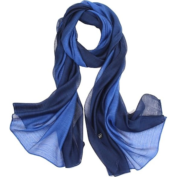 Sjal för kvinnor Bomullssjalar i siden Elegant Gradient Färg Lättviktig Mode för Vår Vinter Halsdukar Sjalomslag blue