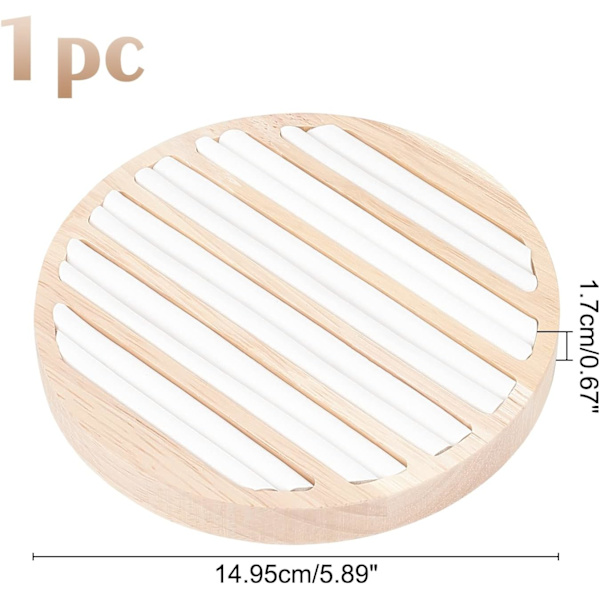 Træ Smykke Display Bakke, 6 Slots Ring Ørering Display Opbevaring Holder Hvid Læder Indsæt Organizer Smykke Display Detailhandel, 14.95x1.7cm