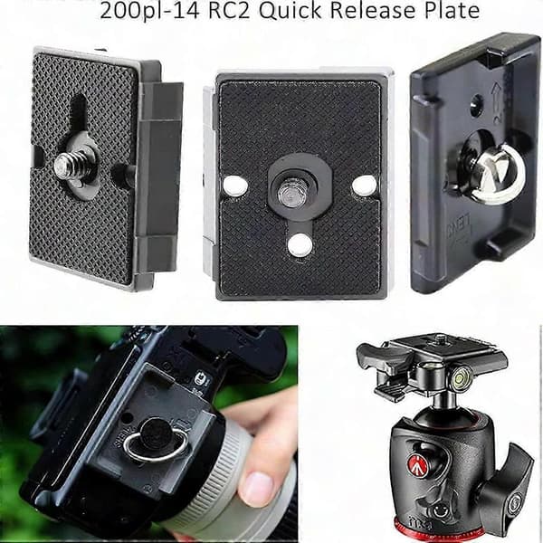 2 stk. Quick Release Plade til Manfrotto 200PL-14 RC2 Tripod Hoved, Kameramonteringsplade