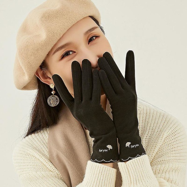 Thermal naisten talvi dralon ulkoilu korealaiseen tyyliin urheilu pyöräily paksunnettu kosketusnäyttö ajohanskat 182 black