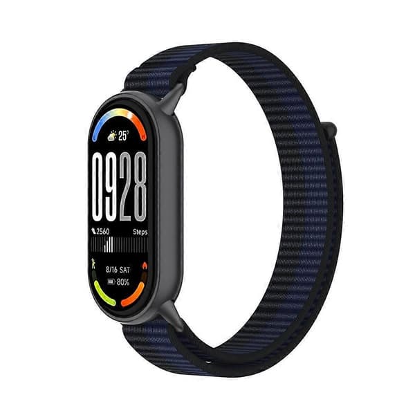 Håndledsrem kompatibel med Xiaomi Smart Band 10 / 9 / 8 Magic Tape Nylon Loop Urrem DarkBlue