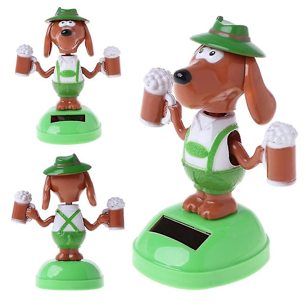 Solcells-driven dansande bobblehead-ölhund pedagogisk leksaksbil prydnad leksak barn