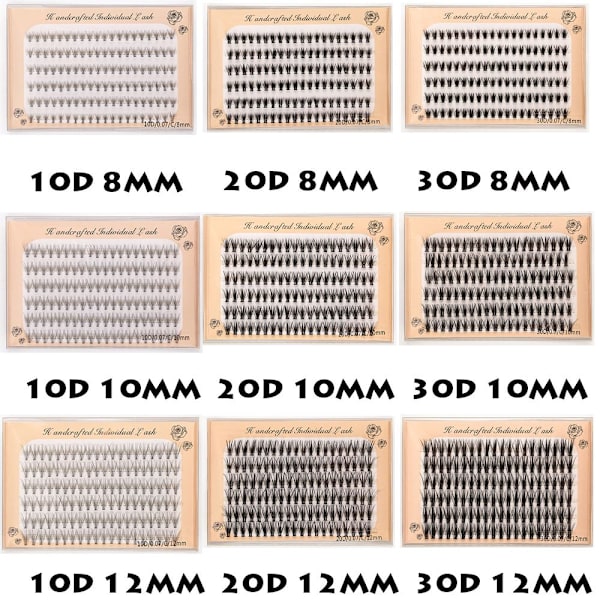 6 riviä yksittäisiä ripsiä Pehmeät Paksut 8MM 30D 30D - korkealaatuiset