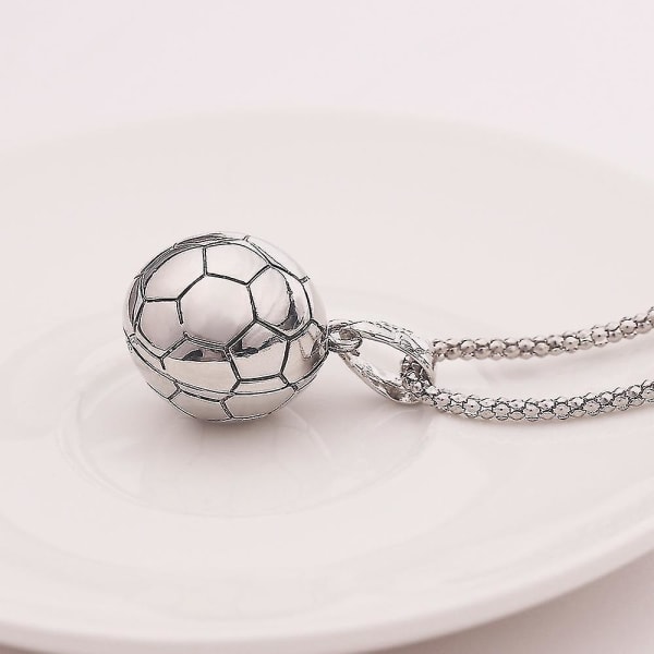 Sølv mænds vintage antikvitet og fodbold 22in vedhæng halskæde charme kæde med sikker hummer lås lås