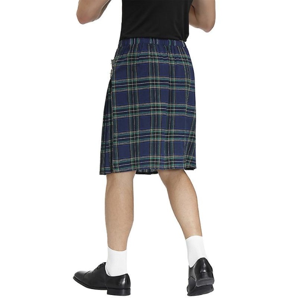 Irsk ternet grøn kilt - skotsk St. Patrick's grøn plisseret kostume Tartan nederdel Kilts tøj til mænd og kvinder blue M