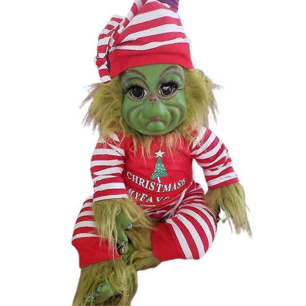 Jul Grinch Latex Plys Dukke Genfødt Baby Grinch Plys Legetøj Julegave