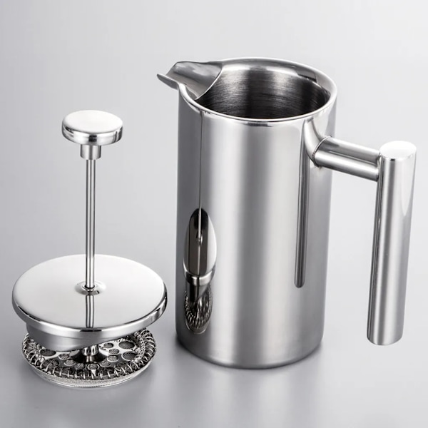 350 ml dobbelt vægget rustfrit stål fransk presse kaffemaskine med rustfrit stålfilter, kaffekande isoleret kaffekande pressefilterkande kaffepresse