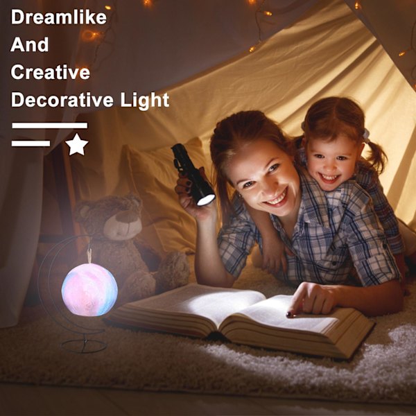 Galaxy Moon Lights Bursdagsggaver Med Stativramme 8 Farger Hjemmedekor Touch Control Sengelampe