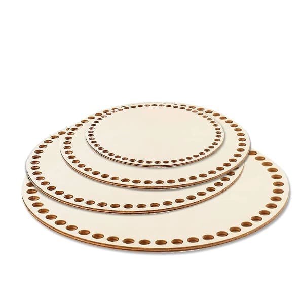 4 stk Runde Træbaser til Hæklede Kurve Diameter 10cm/15cm/20cm/25cm Cirkulær Træbase Trækurv Bund