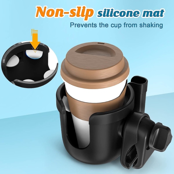 Pram Cup Holder, Universal Drink Coffee Cup Holder With Phone Holder Organizer For Stroller, Pushchair, Buggy, Bike, Wheelchair, Walker, Gifts For Wom