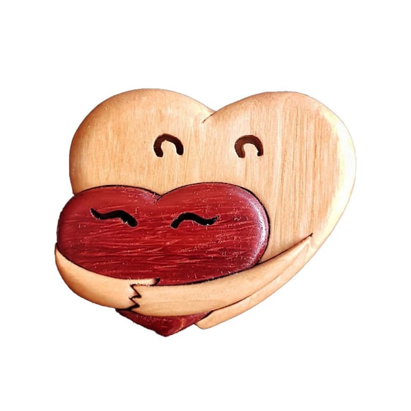 Et kram fra mit hjerte til dig Håndlavet træudskæring, kærlige hjerter formet træ dekoration Mors dag Valentinsdag gave til ham og hende B