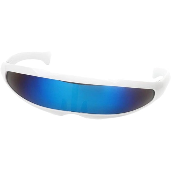 Best-Bag Cool Futuristic Narrow Cyclops Shape Sunglasses Creative Alien Robot Glasses Cosplay Glasses Toy (Blue White)