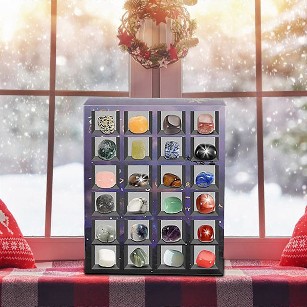 2024 Jul Adventskalender 24 Naturliga Kristall Agat Fossil Dag Multi-color