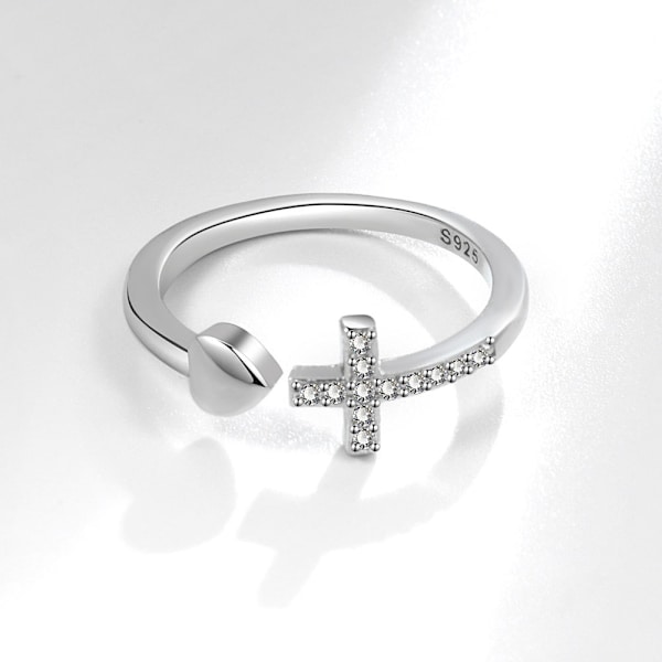 925 Sterling Silver Öppen Ring Justerbar Ring, Passar för