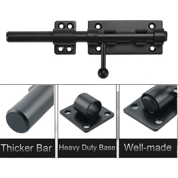 15 cm sort skydedørslås i rustfrit stål, 160 mm boltlås [JUN]