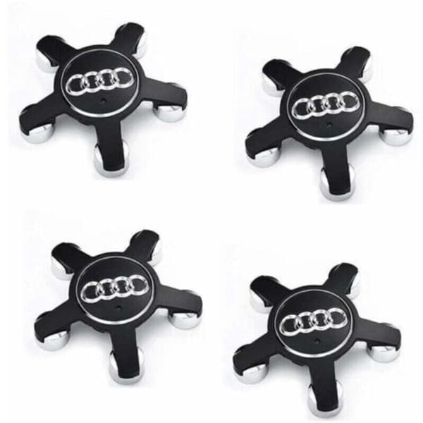 Sæt med 4 hjulkapsel-emblemer 4f0601165 N, til 135 mm hjulkapsler til Audi (Sort) Black