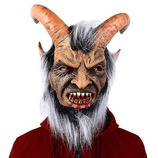 Halloween Cosplay Djävul Mask Karneval Fest Monster Kostym Rekvisita Jul Skräck Demon Krampus Mask