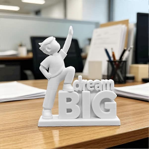 Stabil basprydnad skrivbordsdekoration 3D-printad Dream Big-figur minimalistisk vit skrivbordsstaty för studenter