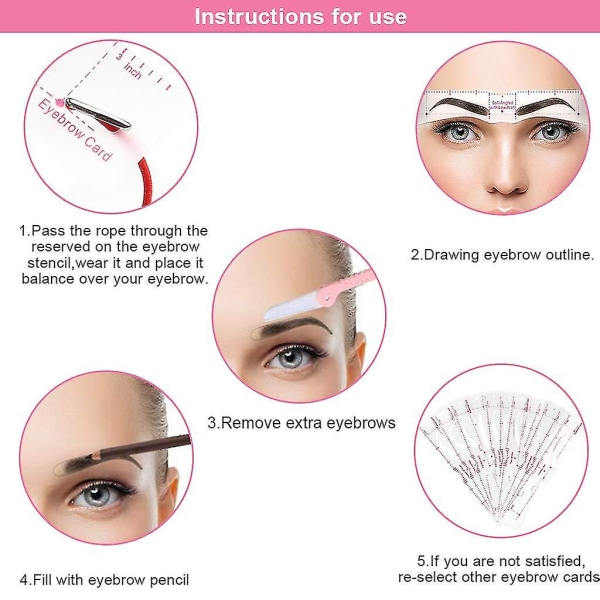 Øjenbrynsstencils 12 stilarter, genanvendelig øjenbrynsformersætskabelon med hovedbeklædningsrem og øjenbrynskraber til kvinder