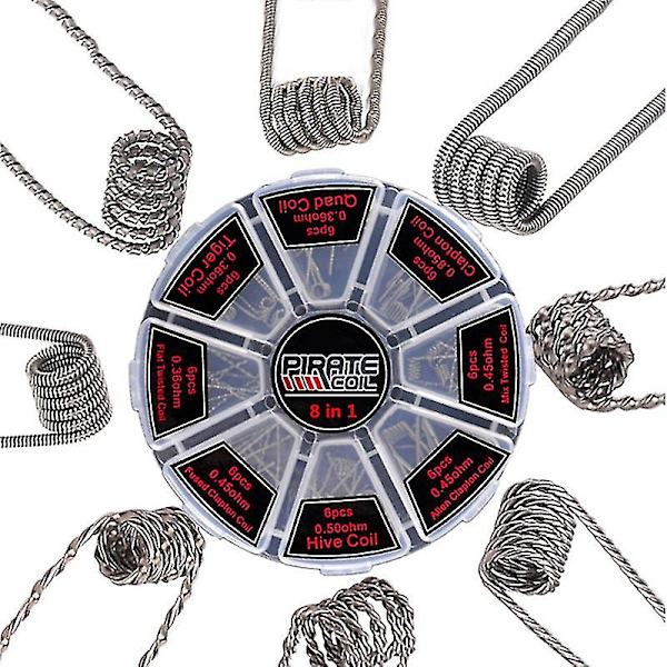 48 stk. A1 værktøj præbyggede præfabrikerede coils Clapton Quad Hive Alien Fused Clapton Mix Twisted Coil til Rd