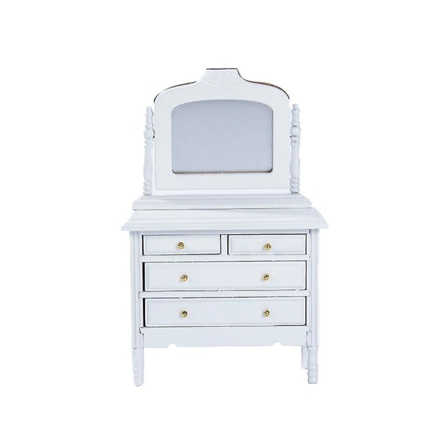 Miniature Furniture Toy Dolls House DIY Decoration Accessories Mini 1:12 White Dressing Table