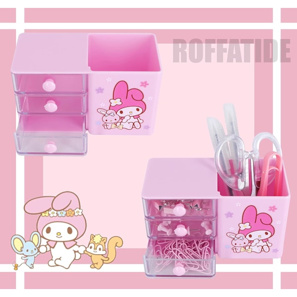 Anime-skrivebordsopbevaring Cinnamoroll - Penneholder til skrivebord, sød pennekop, makeupbørsteholder, miniboks Melody