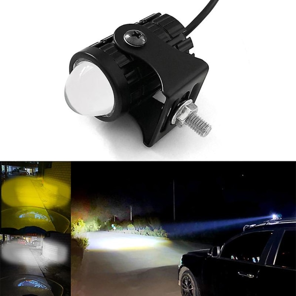 Motorcykel Spotlight Projektor Lens Dual Color Universal 12v Led Forlygte Auxiliary Driving Lamp Til Motorcykel Motorcykel Pærer| |