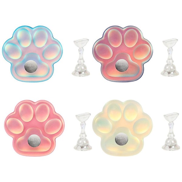 1 set Nagelställ Nagelhållare Gör-det-självmålning Nagelställ Nail Art Cat Paw Press Stand