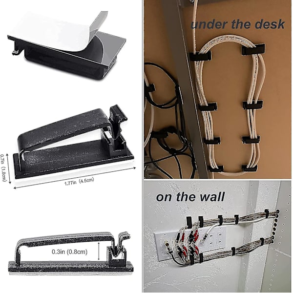 50 stk. Kabelstyring USB-kabel Strømkabel Clips