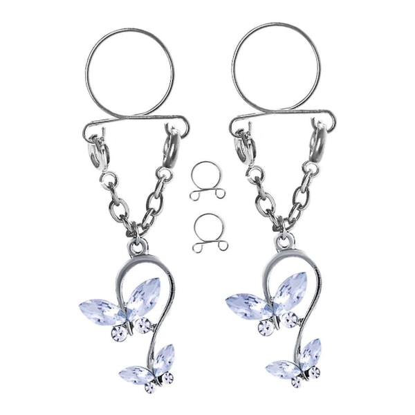 Butterfly Nipple Ring Justerbar Nipple Clamps Body Smycken Vit White