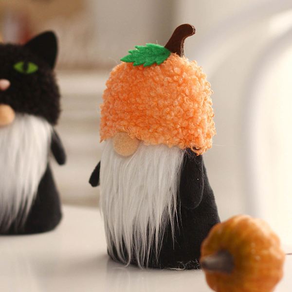 Halloween Gnome Svart För Katt Hatt Elf Dvärg Prydnad Flernivåig Bricka Dekor Red