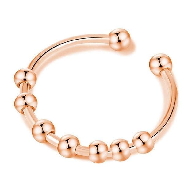 Ångest Fidget Ring Rostfritt Stål Spinner Ringar med Pärlor för Kvinnor Män Silver