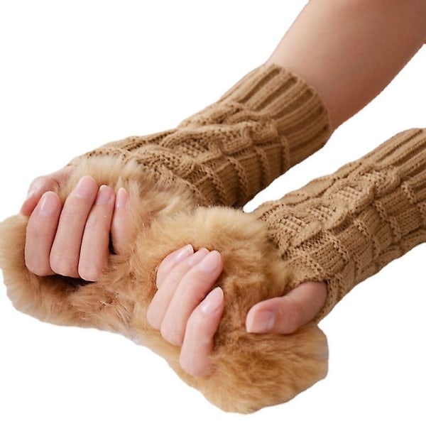 Vinter thermal stickhandskar halvfingerhandskar för kvinnor midi triangel twist handskar Twist light gray