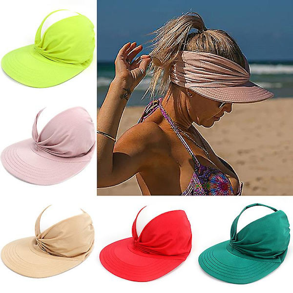 Kvinde Solskygge Baseball Cap Dame Uv Resistent Adultelastisk Hul Cap Red