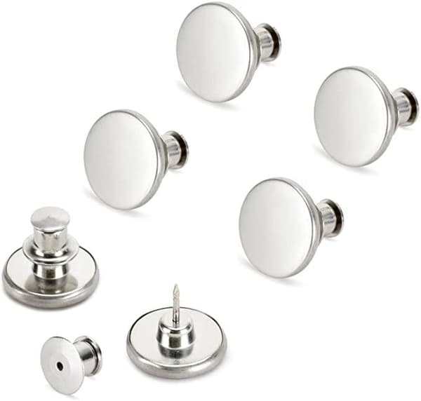 2-pak sømfrie bukse knapper - Juster størrelse - Hvit Sølv Silver 2-pack