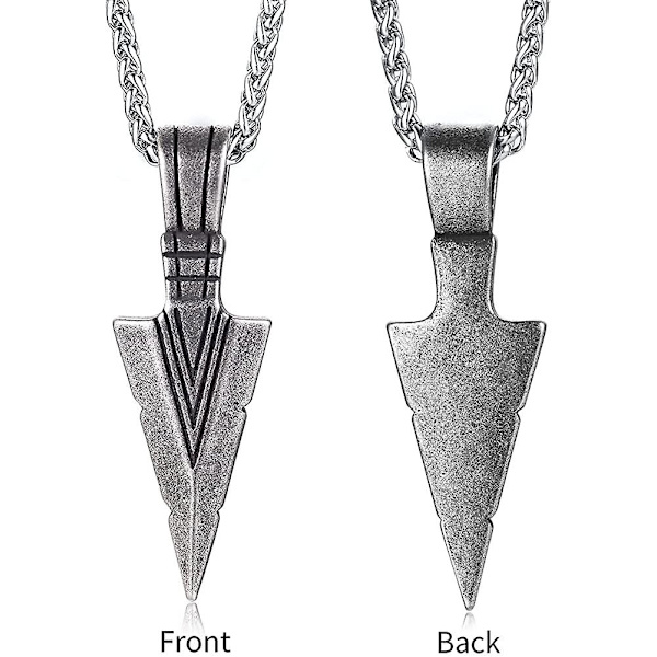Halskæde til mænd Viking Traingle Arrowhead: Triangle Pendant til mænd med 60cm