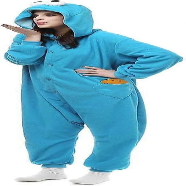 Voksen Sesamgade Cookie Elmo Kostume blue XL