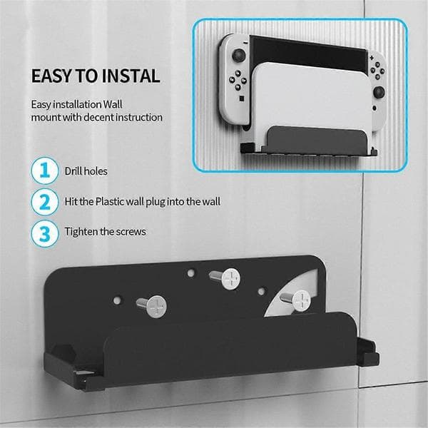 Pelikonsolin seinäteline Switch/Switch OLED -konsoleille Black