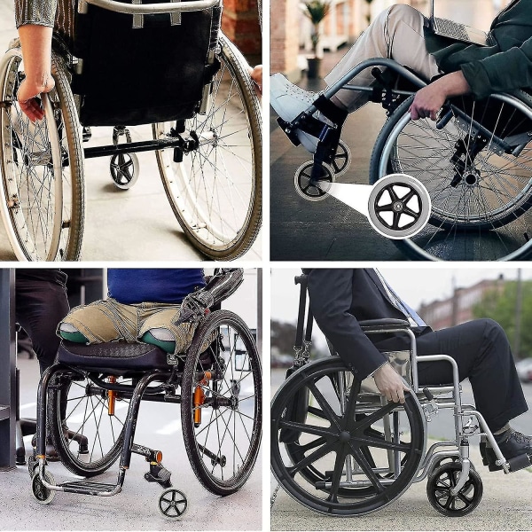 8 tommer forhjul, 2 stk udskiftningshjul til kørestol, skridsikkert massivt dæk, 190 mm grå i sort sort