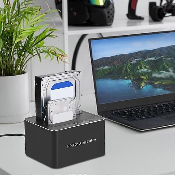 SATA USB3.0 hårddiskkabinett 2 diskar bas 5 Gbps supersnabb duplicator klon UK